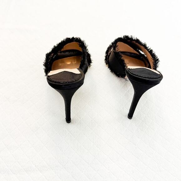 Tony Bianco Black Marley Fringe Hem Criss Cross Heeled Mule Size 7.5 - Picture 2 of 6